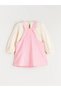 Velvet Baby Girl Salopet Dress and T-Shirt with Bow Detail - 2
