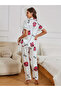Women Graphic Print Short Sleeve Shirt and Pyjama Set - 3