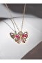 Pink / Dark Pink Butterfly Necklace - 2