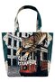 Women's Vegan Turquoise Large Tote Bag - Tram Nap Design - 3
