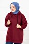 Kangaroo Pocket Hijab Sweatshirt Claret Red - 2
