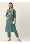 Women Green Sequined Kurta with Trousers Set - 3