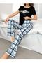 Women Black Graphic Print T-Shirt and Pyjama Set - 5
