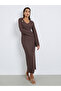 Women Brown Ribbed Knit Maxi Dress - 3