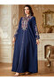 Women Sequin Patch Detail Embroidered Jalabiya