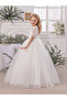 Girls White Floral Lace Deep V-Back Maxi Dress - 3