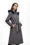Gingham Textured Detachable Fur Hooded Belted Cashmere Coat - 2