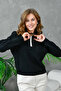 Women's Polo Neck Half Zipper Closure Basic Knitwear Sweater - 3