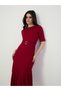 Women Burgundy Mermaid Hem Midi Dress - 3