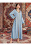 Women Faux Pearl Embellished V Neck Jalabiya - 3