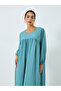 Women Teal Pleated Detail Jalabiya - 2