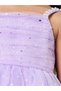 Girls Purple Embellished Strappy Mesh Midi Dress - 3