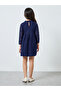 Girls Dark Blue Lace A-Line Dress - 4