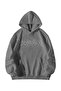Unisex Anthracite Oversized Hoodie - Dopamax Death Metal Typography Printed 3 Thread Ş Fleece-Lined Sweatshirt