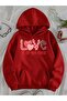 Unisex Love Valentine's Day Printed Hooded Kangaroo Pocket Comfortable Fit Oversized Cut Sweatshirt
