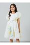 Girls Yellow Floral Print Puff Sleeve Dress - 2