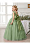 Girls Green Embellished Sleeveless Maxi Dress - 6