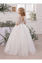 Girls White Floral Lace Deep V-Back Maxi Dress - 6