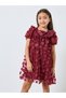 Girls Red Flower Detail A-Line Mini Dress - 2