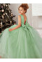 Girls Green Floral Lace Deep V-Back Maxi Dress - 6