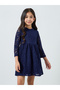 Girls Dark Blue Lace A-Line Dress - 2