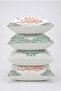 Blue Orange Motif Ramadan Themed Set of 4 Digital Printed Throw Pillow Covers 4Kmbs332 - 4
