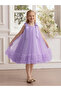 Girls Bow Tie Ruffle Hem Mesh Party Dress - 5