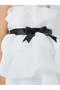 Girls White Bow Detail Ruffled Layered Dress - 3