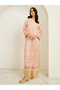 Women Peach Embellished Maxi Jalabiya - 3