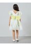 Girls Yellow Floral Print Puff Sleeve Dress - 4