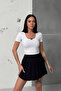 Square Neck White Lace Detail Crop Blouse - 2