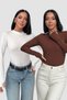 Women's White Bitter Brown Finger Detail Body with Finger Inserts Body with Finger Inserts Blouse