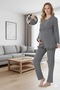 Women's Smoked Color Adjustable Waist Maternity 3-Piece Pajama Set with Concealed Nursing Feature - 5