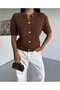 Short Sleeve Hair Knit Model Crew Neck Cardigan - 4