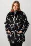 Patterned Black Coat with Flap Pocket 06301 - 2