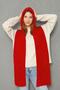 Women's Soft Textured Hooded Scarf Thessaloniki Knitted Hooded Shawl 13038 Red - 5