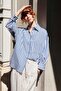 Women's White- Cobalt Striped Shirt Per4969 - 2