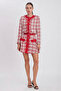 Women's Red Flap Pocket Button Detail Jacket-Skirt Set Per9328 - 2