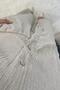 V-Neck Covered Button Wrinkle Suit - Beige Beige - 6