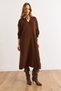 Women's Bitter Brown Polo Neck Midi Knit Dress Elb-19002582 - 5