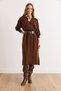 Women's Bitter Brown Polo Neck Midi Knit Dress Elb-19002582 - 2