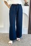 Waist Adjustable Muslin Trousers - Navy Blue Navy Blue - 4