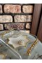 6 Pieces Star Model Gold Embroidered Cocktail & Coffee Serving Napkins with Pearl Brooches - 2