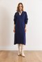 Women's Navy Blue Polo Neck Midi Knit Dress Elb-19002582 - 2
