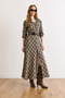 Women's Green Pocketed Belted Plaid Polyviscose Drapey Maxi Dress ELB-19002584 - 6