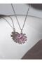 Zircon Stone Pink - White Dahlia Star Flower Necklace - 3
