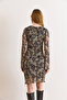 Women's Shawl Black Lined Drape Detailed Tulle Dress Elb-19002583 - 3