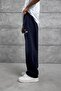Men's Sweatpants Puskurtme Alti Navy Blue Oversize Baggy Loose Fit 3 Yarns Without Drawstrings - 4