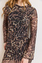 Women's Black Leopard Lined Drape Detailed Tulle Dress Elb-19002583 - 4