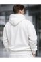 Unisex Ecru Winter Hooded Zippered Sweatshirt with Fleece Inside Jacket - 2